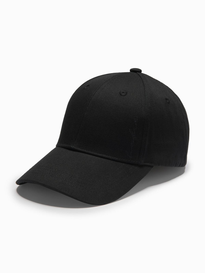 Men's baseball cap with visor and decorative embroidery - black V1 OM-ACCS-0102
