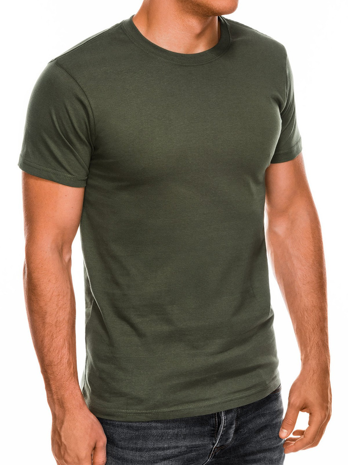 T-shirt męski bez nadruku BASIC S884 - khaki