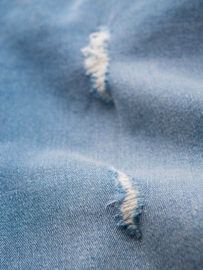 Men's denim pants SLIM FIT with rubbing - light blue V1 OM-PADP-0255