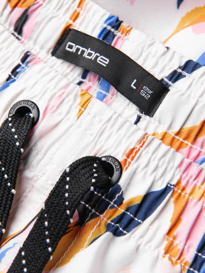 Men's swim shorts in colorful print - white V2 OM-SRBS-0140