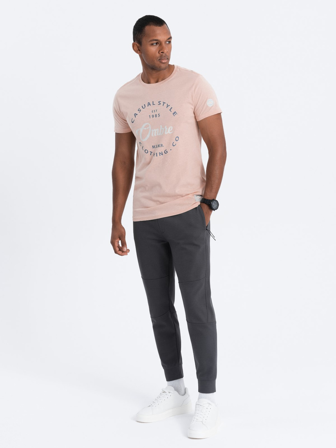 Men's printed cotton t-shirt - light pink V3 S1752