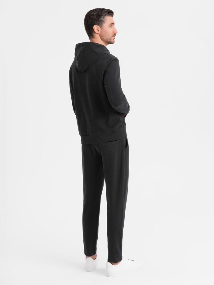 Komplet dresowy męski bluza z kapturem + spodnie dresowe - czarny V1 Z107