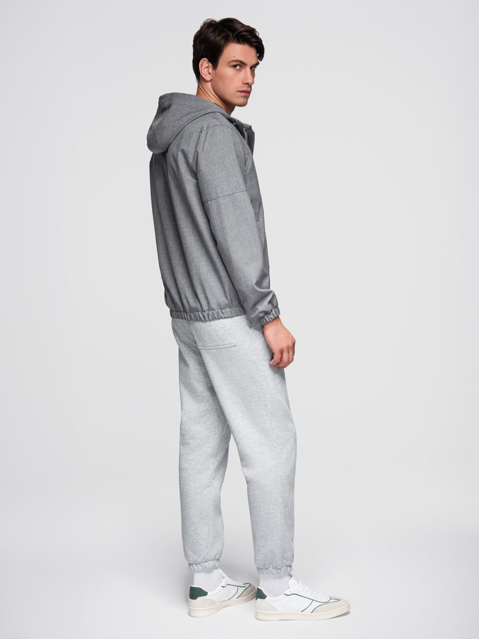 Lekka sportowa męska kurtka z polarową podszewką – szara V3 OM-JANP-0136