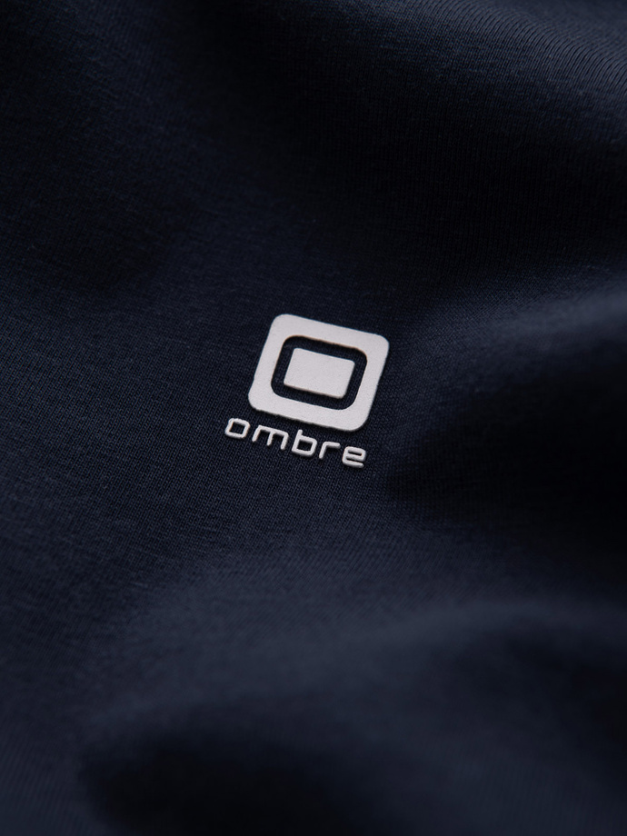 Longsleeve męski z elastanem sygnowany z okrągłym dekoltem - granatowy V2 OM-LSCL-0102