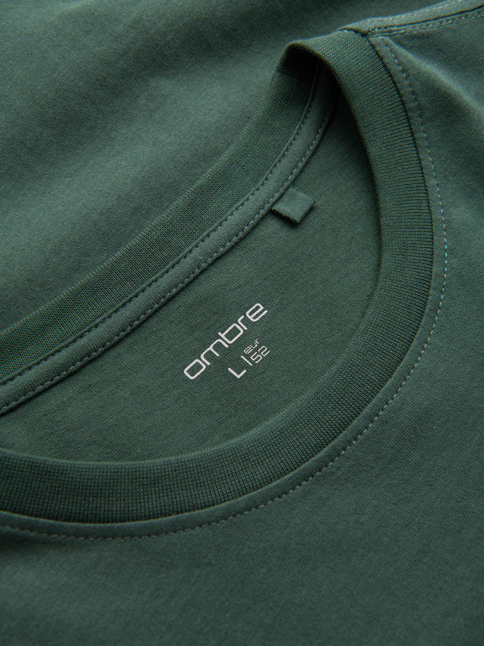 Ombre Streetstyle men's cotton t-shirt with pocket print - dark green V4 OM-TSCT-0108