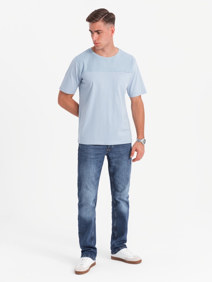 Męski t-shirt LOOSE FIT z kieszonką – błękitny V4 OM-TSCT-0171