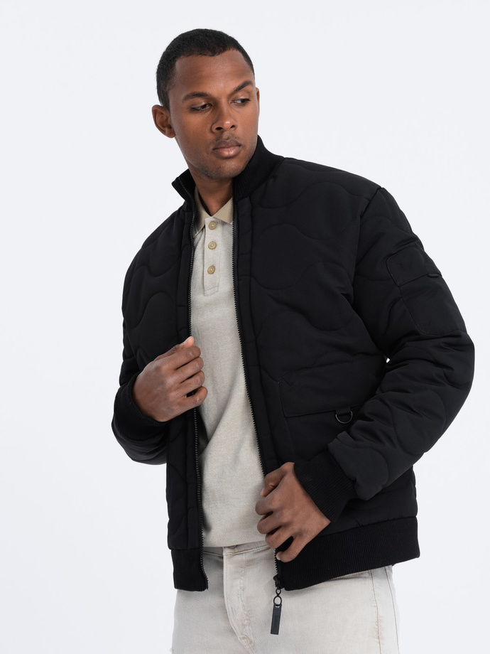 Men's insulated bomber jacket - black C515