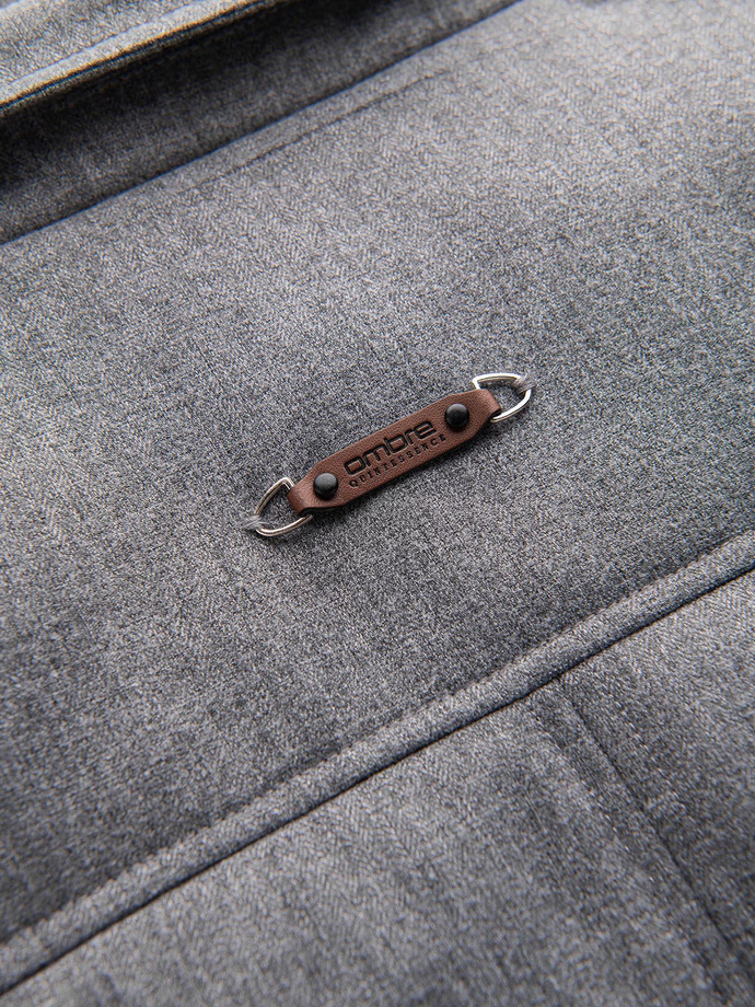 Men's jacket with a jacket cut with a fleece lining - gray V1 OM-JALP-0170