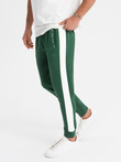 Men's sweatpants joggers with contrasting stripes - dark green V7 OM-PASK-0229