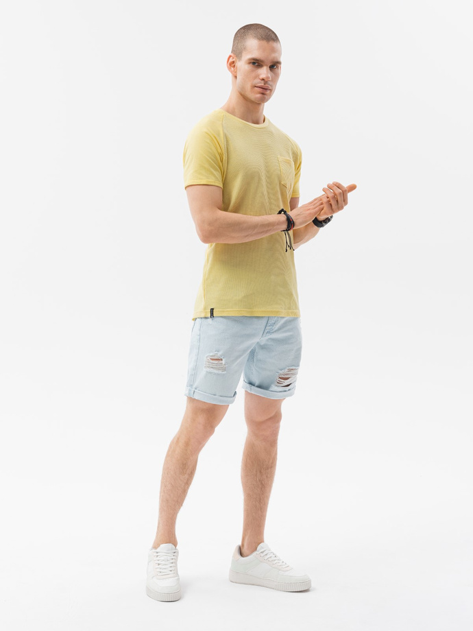 T-shirt męski bez nadruku - żółty S1182