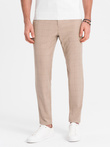 Men's classic cut pants in fine check - sand V2 OM-PACP-0187