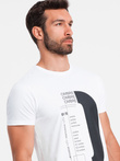 Men's printed cotton t-shirt - white V1 OM-TSPT-0166