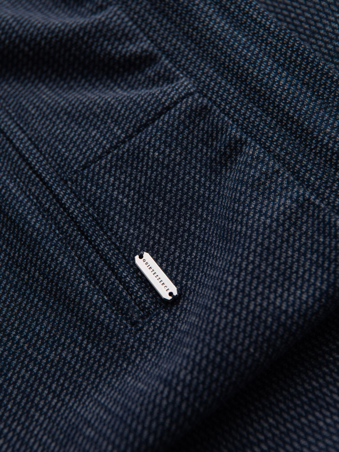 Men's short shorts with structured knit elastic band - navy blue V1 OM-SRCS-0177