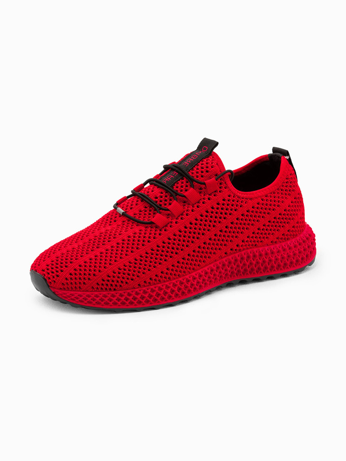 Men's mesh slip-on sneakers shoes - red V2 OM-FOKS-0117