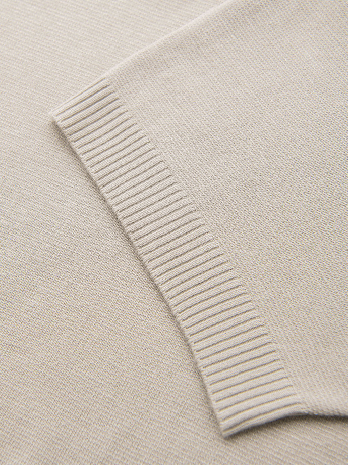 Męska koszulka polo bez guzików z klasycznym splotem –  jasnobeżowa V3 OM-POSS-0159