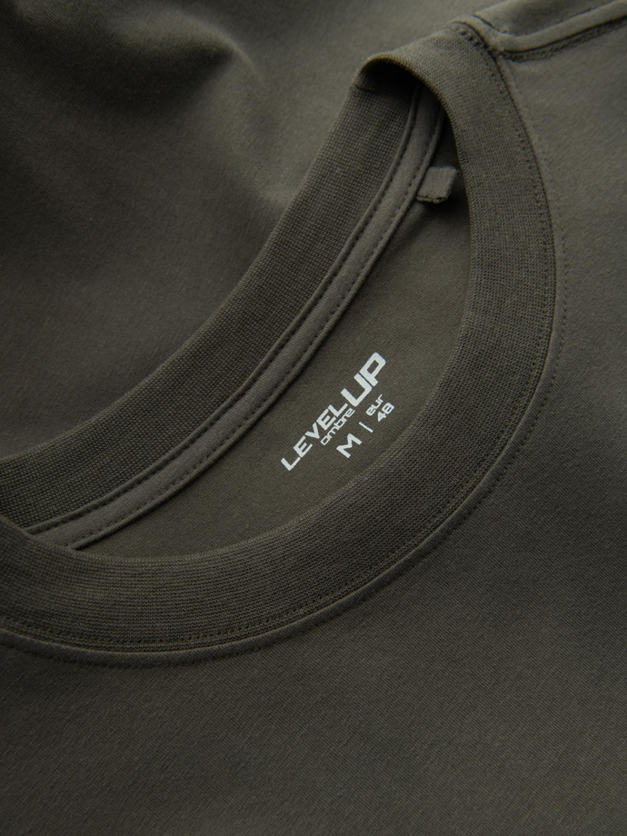 Men's cotton LOOSE FIT longsleeve with round neckline - gray-green V3 OM-LSBC-0129