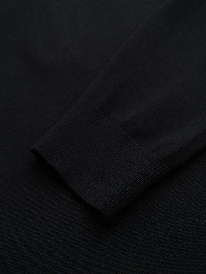 Męski sweter z wiskozą i rozpinanym dekoltem – czarny V2 OM-SWZS-0124