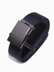 Men's belt with adjustable buckle - navy blue A030