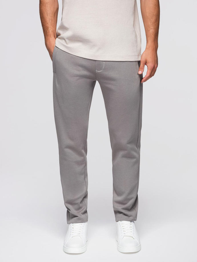 Męskie dresowe spodnie z nogawką bez ściągacza - szare V8 OM-PABS-0206