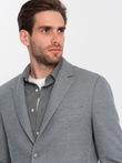 Men's blazer with elbow patches - light grey V1 OM-BLZB-0108