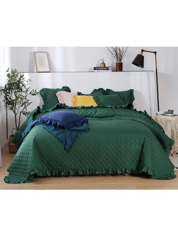 Quilted bedspread Ruffy A545 - dark green