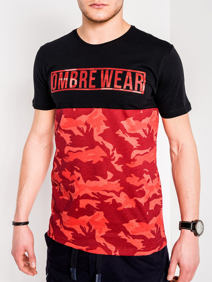 Men's printed t-shirt - red/camo S1008