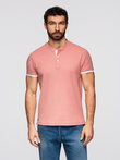 Men's collarless polo shirt - pink V7 OM-TSCT-0156