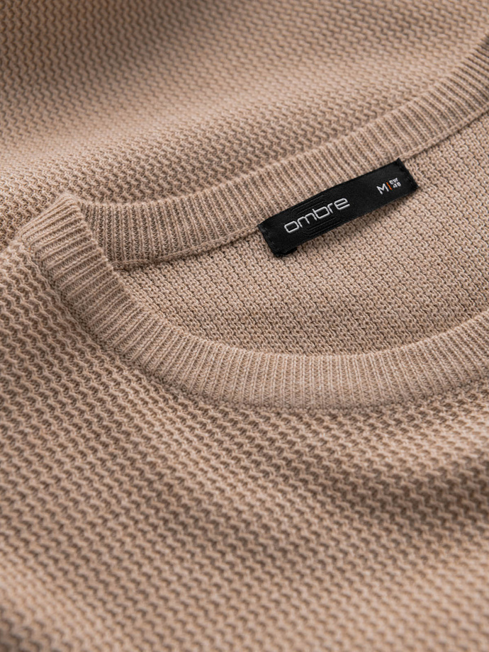 Men's mélange structured knit sweater - sand V3 OM-SWSW-0142