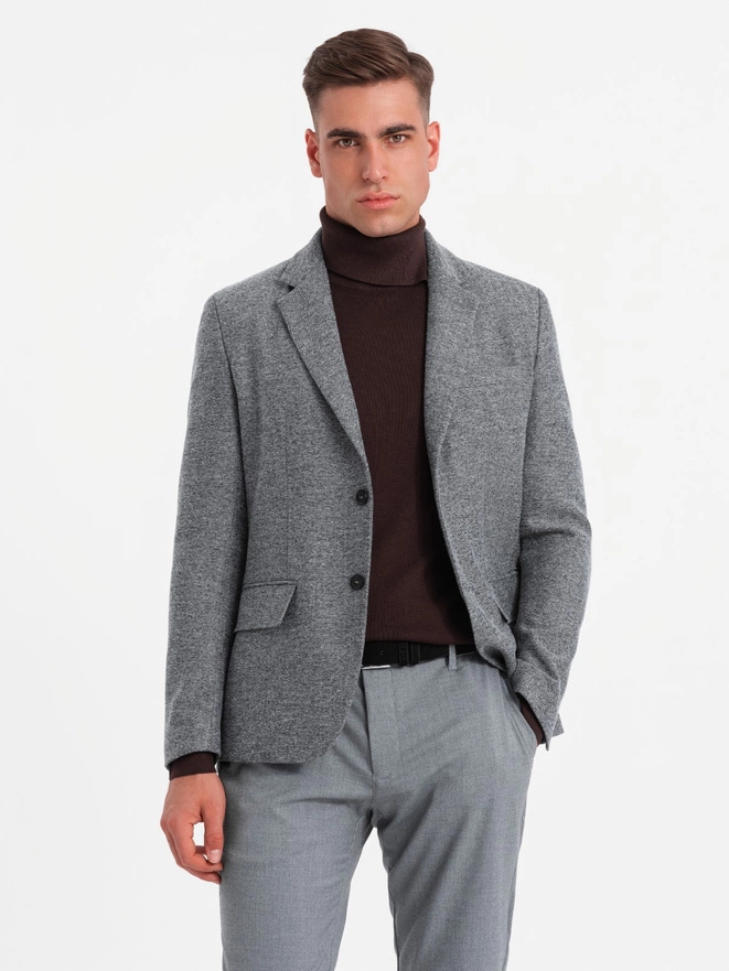 Classic men's jacket with rayon - gray V2 OM-BLZB-0138