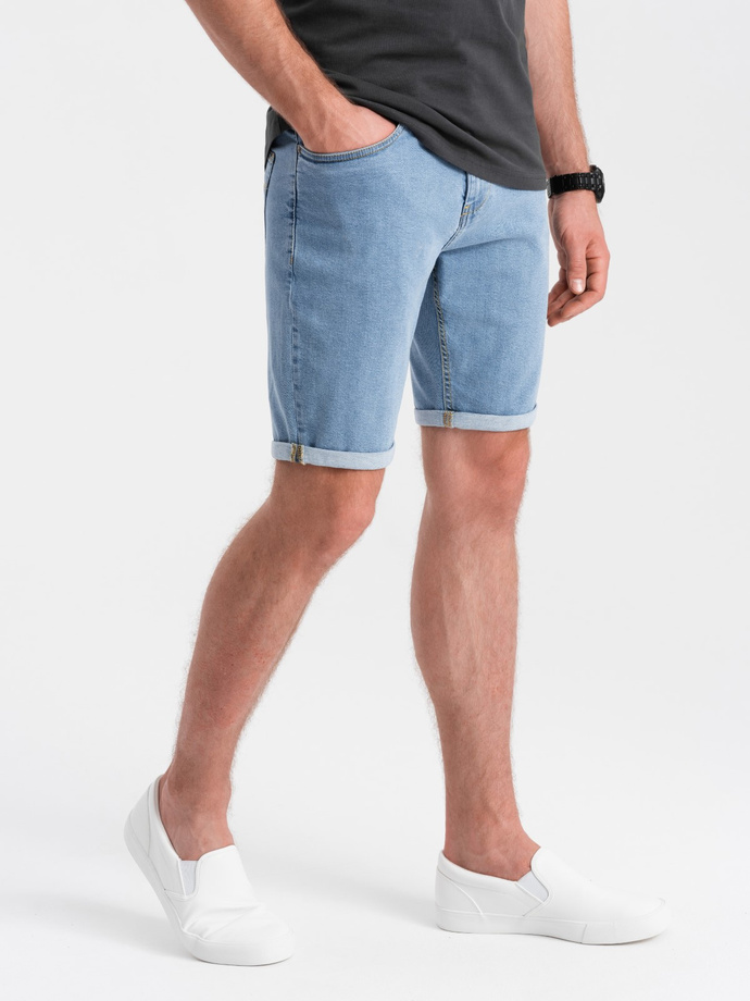 Men's denim shorts with rolled up legs - blue V2 OM-SRDS-0134