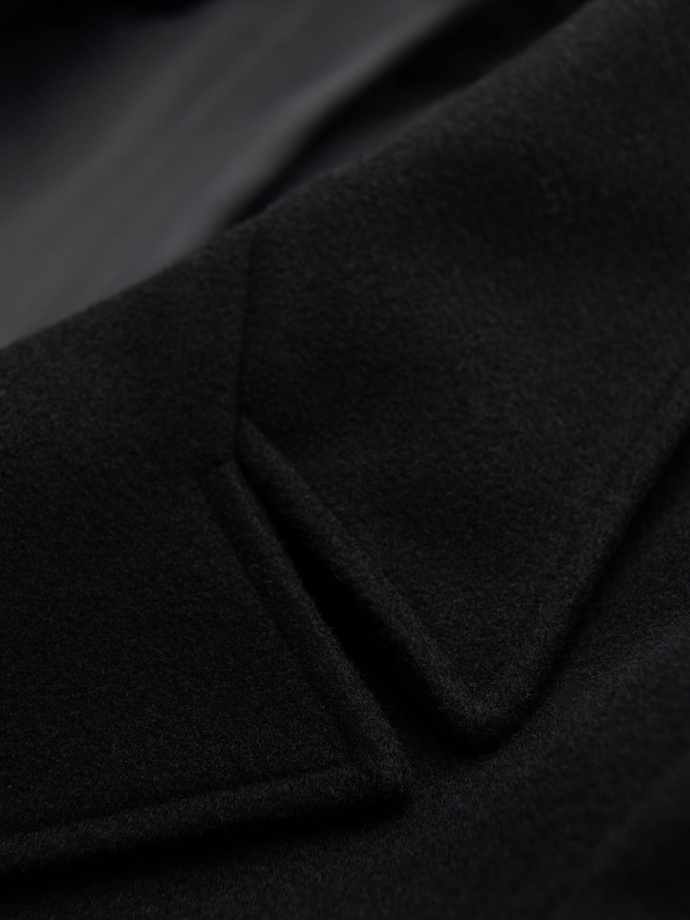 Męski dwurzędowy płaszcz z ozdobnymi guzikami – czarny V2 OM-COWC-0137