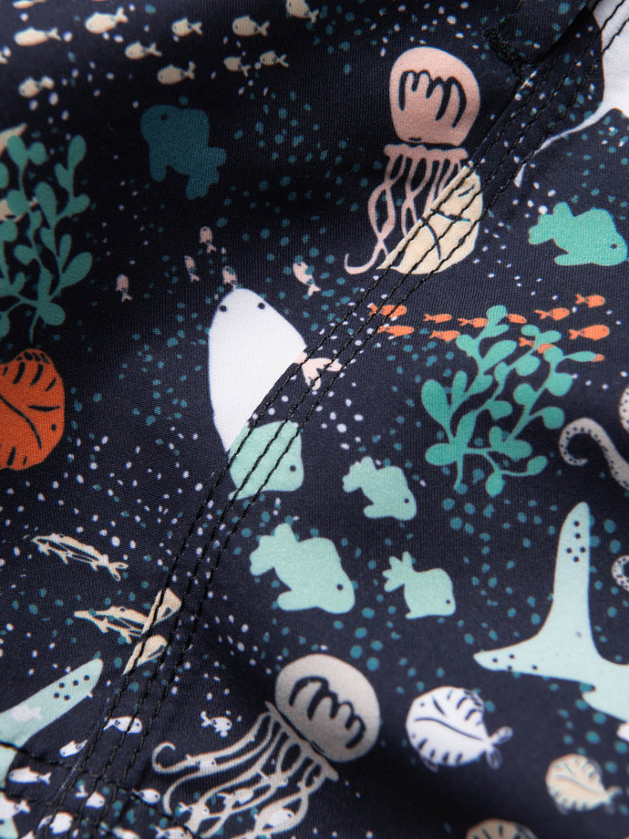 Men's swim shorts in fish - dark blue V10 OM-SRBS-0125