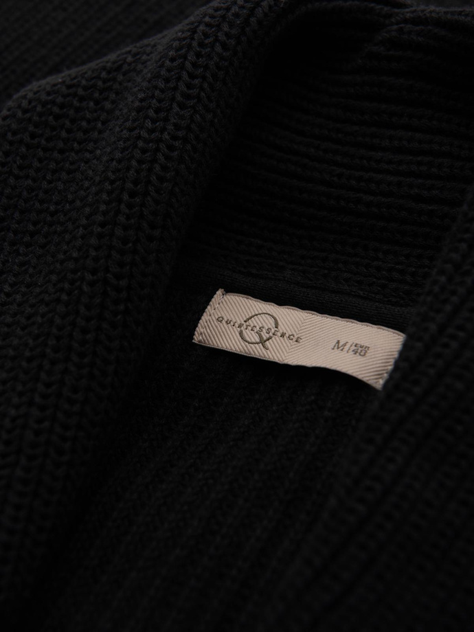 Sweter bawełniany męski kardigan z szalowym kołnierzem - czarny V4 OM-SWCD-0153