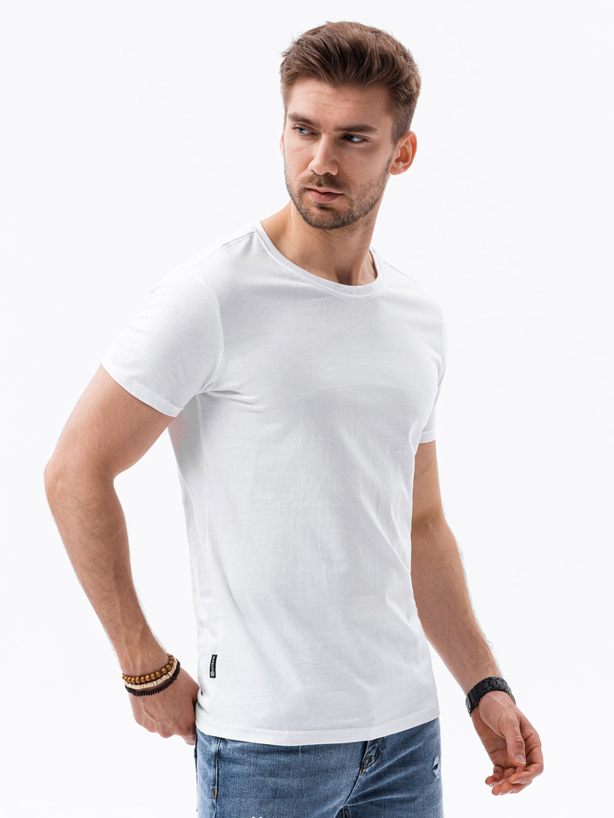 T-shirt męski bawełniany BASIC - biały V4 S1370