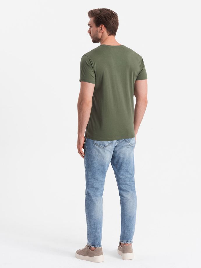 BASIC men's classic cotton T-shirt - khaki V6 OM-TSBS-0146