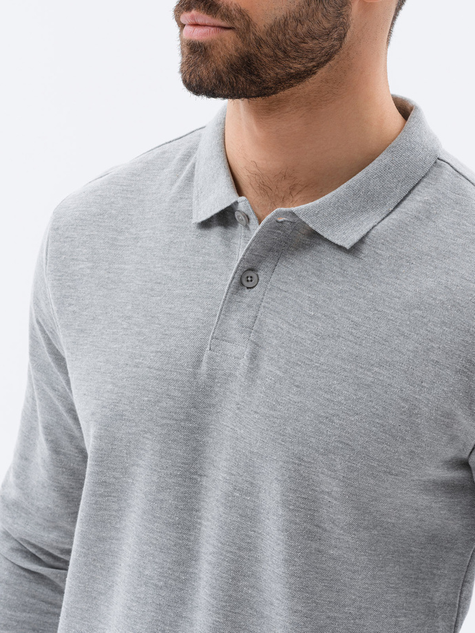 Men's plain longsleeve L132 - grey melange V4