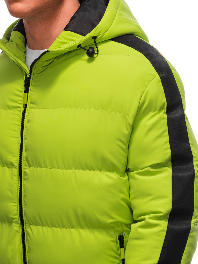 Men's quilted winter jacket - lime green V9 EM-JAHP-0101