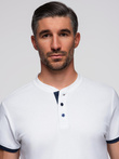 Men's collarless polo shirt - white V1 OM-TSCT-0156