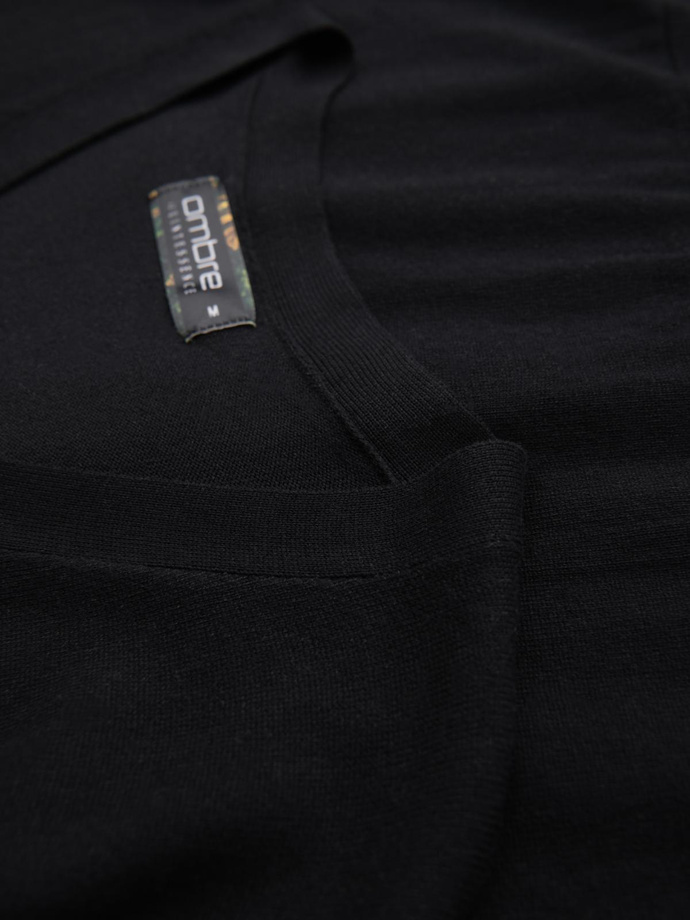 Monochrome knitted men's viscose cardigan - black V2 OM-SWCD-0126