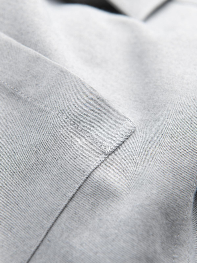 Koszula męska z kieszenią REGULAR FIT - jasnoszary melanż V2 OM-SHCS-0148