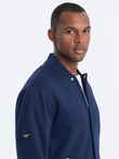 Men's unbuttoned bomber sweatshirt - dark blue V2 OM-SSZP-22FW-011