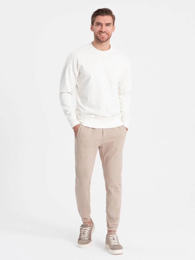 CARROT men's structured knit sweatpants - beige V2 OM-PASK-0143