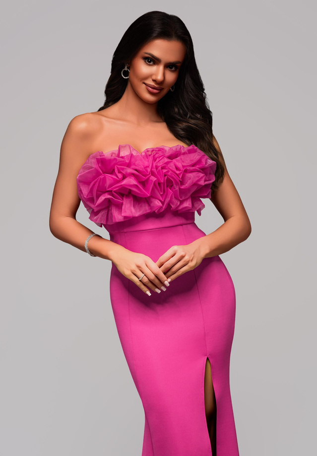 Evening dress LA-OM-DLR119 Regular Fit fuchsia