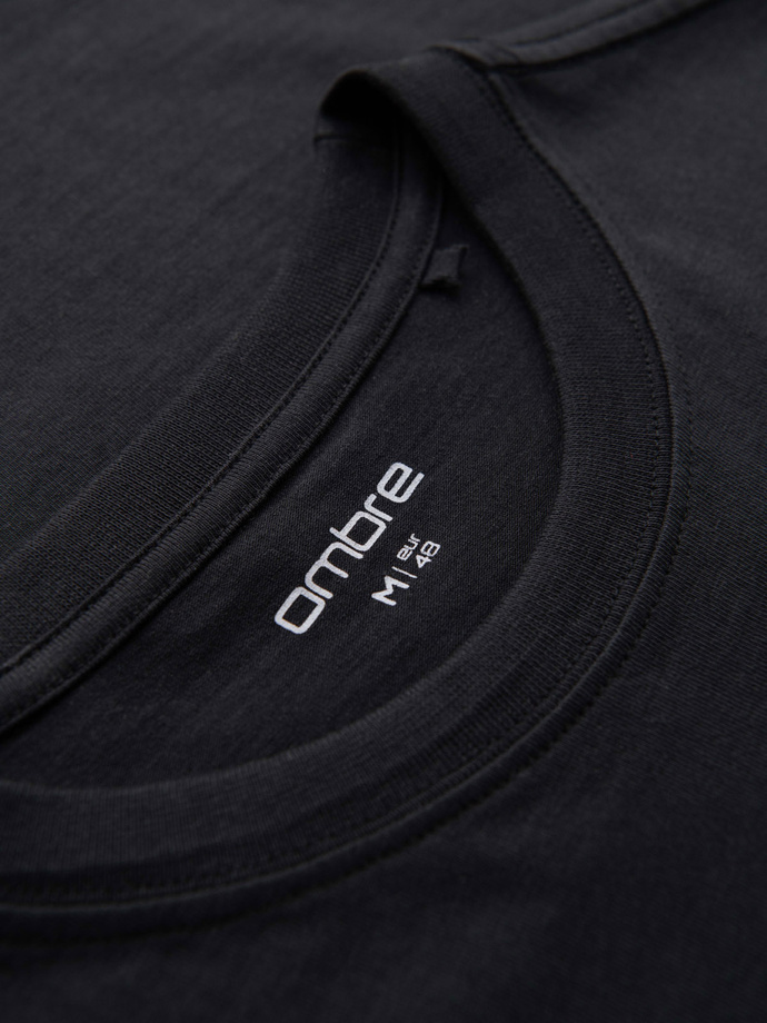 Koszulka męska dzianinowa z nadrukiem o kroju REGULAR - czarna V2 OM-TSPT-0231