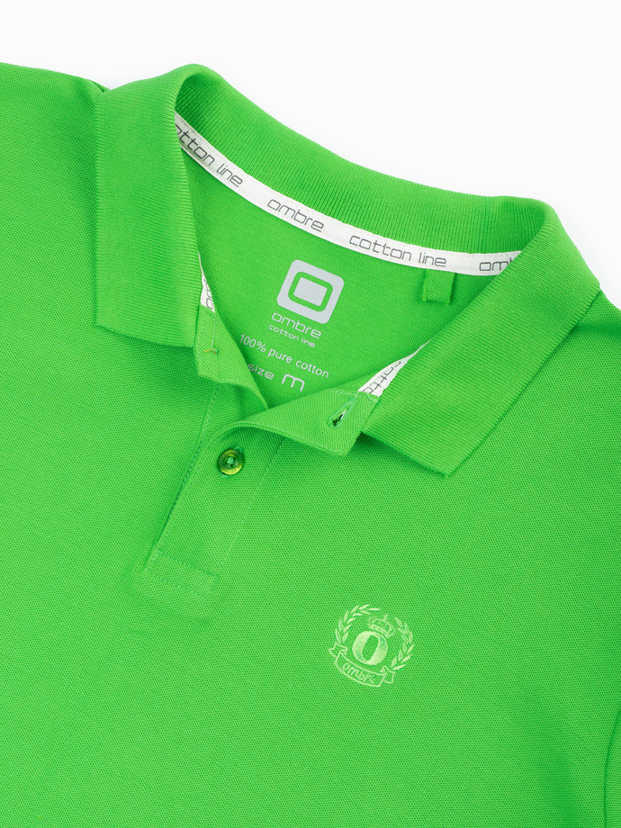 Men's pique knit polo shirt - green V25 S1374