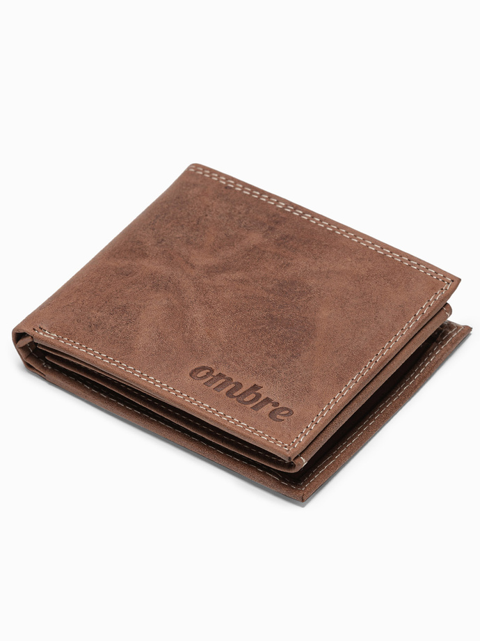 Men's leather wallet - light brown A092