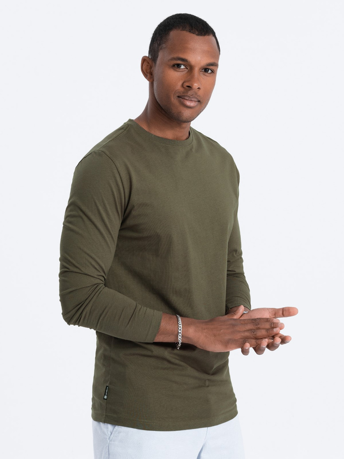 Men's plain longsleeve L138 - dark olive V7