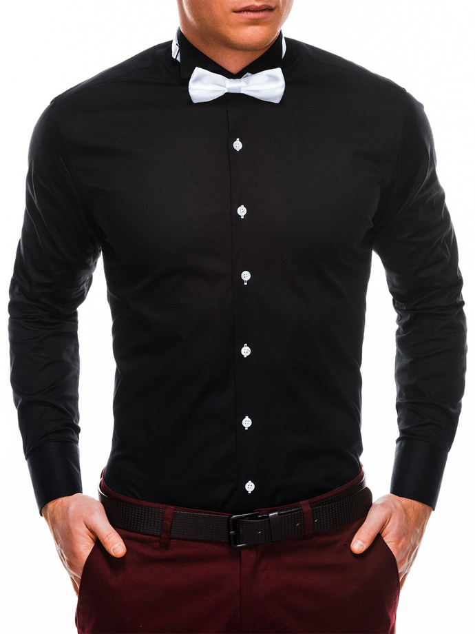 Men's elegant shirt with long sleeves - black K309