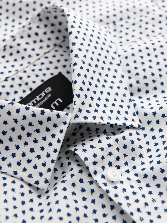 Men's fine pattern SLIM FIT shirt - white V2 OM-SHCS-0140