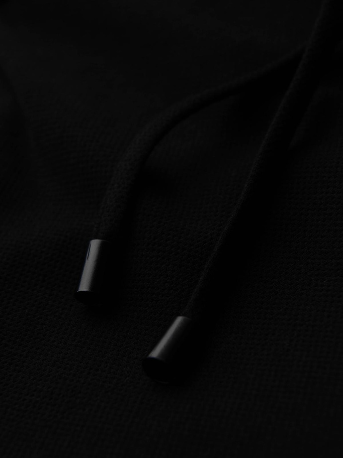 Męskie spodnie z dzianiny pique z regulacją w pasie – czarne V2 OM-PACP-0283